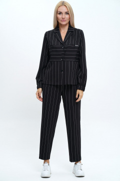 Деловой костюм брюки и жакет из трикотажа черный Alani Collection 2242 - фото 3