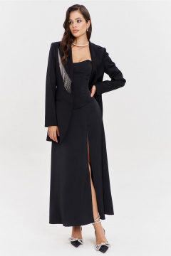 Классический костюм жакет и брюки с тканевыми деталями RINKA 1331 черный - фото 5