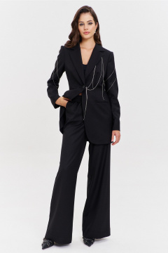 Костюм жакет и брюки с съемным декором и обработкой RINKA 1340 черный - фото 5
