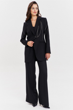 Костюм жакет и брюки с съемным декором и обработкой RINKA 1340 черный - фото 4