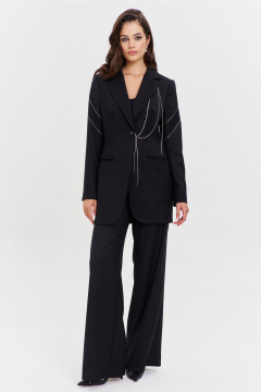 Костюм жакет и брюки с съемным декором и обработкой RINKA 1340 черный - фото 1