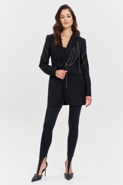 Круглогодичный черный жакет в деловом стиле с цепочками RINKA 1341 черный - фото 3