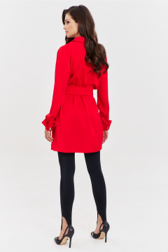 Круглогоднее нарядное красное платье свободного кроя с поясом RINKA 1345 красный - фото 2