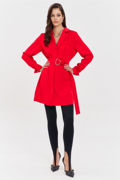 Круглогоднее нарядное красное платье свободного кроя с поясом RINKA 1345 красный - фото 4