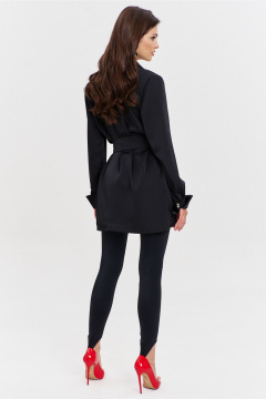 Круглогоднее черное платье свободного кроя с разрезом и поясом RINKA 1345/1 черный - фото 2