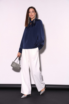 Комплект из струящейся блузки и широких брюки с складками LM К5012 - фото 3