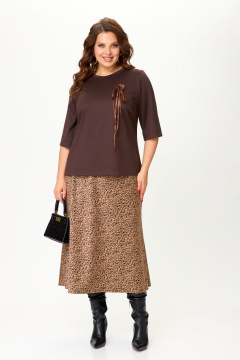 Джемпер и юбка свободного кроя, комфортный Everyday стиль OVERYOU М175 - фото 1