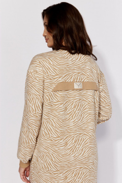 Бежевое прямое платье из трикотажа с карманами и контрастной бейкой TAiER 1317 бежевый - фото 5