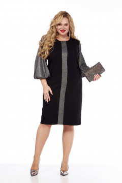 Стильное платье с колоколом из вискозы и текстиля в нарядном стиле Элль-стиль 2341 - фото 4