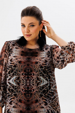 Модное платье из шифона с оригинальным принтом и разрезами Anelli 1463 королевский_питон - фото 5