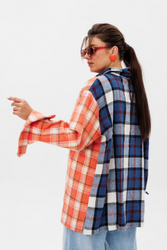 Рубашка оверсайз с спущенной линией плеч и клеткой Anelli 1287 констркутор - фото 3