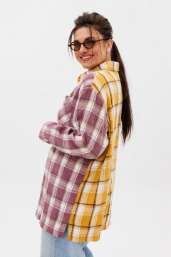 Рубашка оверсайз клетчатая с спущенными плечами Anelli 1287 лего - фото 3