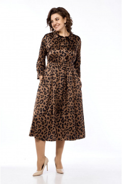 Платье полуприлегающего силуэта с рубашечным воротником VIA-Mod 639 лео - фото 2