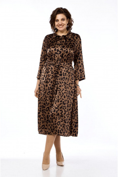 Платье полуприлегающего силуэта с рубашечным воротником VIA-Mod 639 лео - фото 1