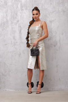 Платье миди на бретелях из текстиля с разрезом и отрезной линией талии Vesnaletto 4053 - фото 2