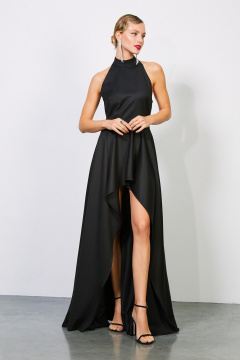 Платье из текстиля с воротником-стойкой и асимметричным кроем Rivoli 7178 - фото 2