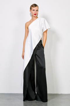 Атласные прямые брюки с имитацией запаха и карманами Rivoli 5232 - фото 1