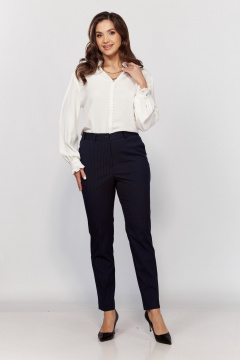 Брюки зауженные классические из текстиля на демисезон MALI 324-055 синяя полоска - фото 3