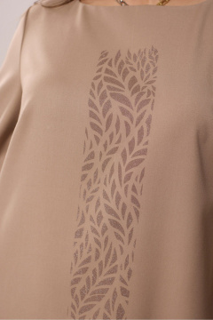 Платье А-силуэта с декоративными складками и печатью MALI 423-085 бежевый - фото 3