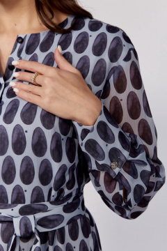 Платье прямого силуэта с длинным рукавом и поясом MALI 424-044   сиреневый - фото 3