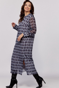 Платье прямого силуэта с длинным рукавом и поясом MALI 424-044   сиреневый - фото 5