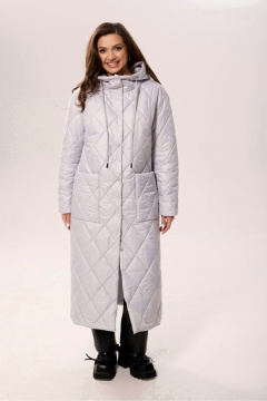 Пальто прямого силуэта с капюшоном из плащёвой ткани MALI 524-051 серый - фото 1