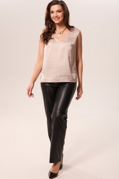 Топ атласный с нагрудными вытачками и V-образным вырезом MALI 622 пудра - фото 2