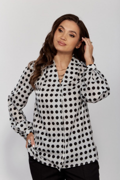 Блуза прямого силуэта с драпировками и разрезами MALI 624-054 горох - фото 2