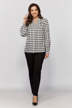 Блуза прямого силуэта с драпировками и разрезами MALI 624-054 горох - фото 1