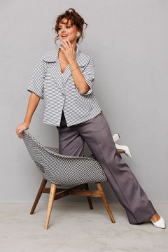 Костюм 2-ка жакет и брюки прямого кроя из текстиля Mubliz 230 серый - фото 3