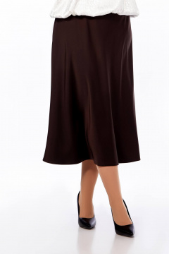Юбка клеш из атласа полусолнце длина до икры Ольга Стиль С-884 шоколад - фото 4