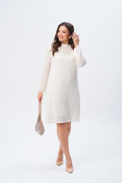 Платье кружевное А-образное с застежкой на петлю Verita 2339 молочный - фото 1