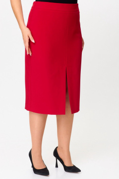 Юбка прямого силуэта с разрезом-шлицей деловой стиль БелЭльСтиль 597-2_47_22 красный однотон - фото 2
