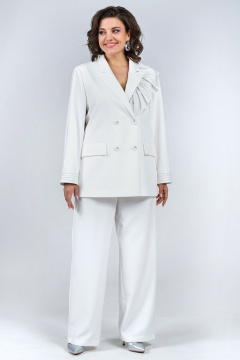 Нарядный свободный жакет и свободные широкие брюки из текстиля Alani Collection 2017 молоко - фото 2