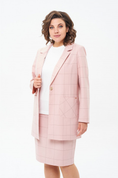 Деловой 3-предметный комплект: жакет, юбка, блуза Rishelie 837 нежно-розовый - фото 3