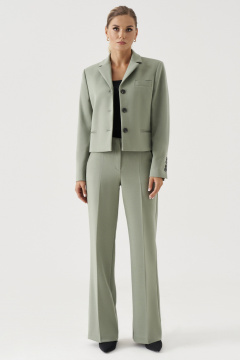 Деловой зелёный жакет с рельефами и карманами Панда 192530w оливковый - фото 1