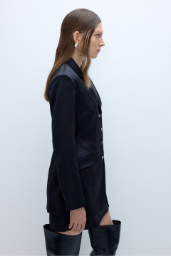 Костюм 2-ка жакет и юбка из атласа PiRS 5704 черный - фото 3