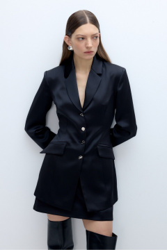 Костюм 2-ка жакет и юбка из атласа PiRS 5704 черный - фото 2