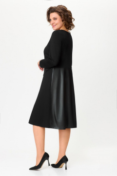 Платье с трикотажем и экокожей для повседневных образов DaLi 5723 черный - фото 3