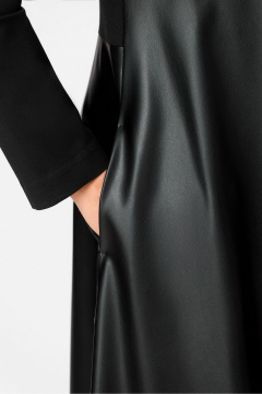 Платье с трикотажем и экокожей для повседневных образов DaLi 5723 черный - фото 2