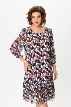 Мультиколорное платье из трикотажа и экокожи для любого события DaLi 4425.1 мультиколор - фото 2