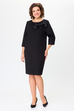 Классическое платье из текстиля с украшениями DaLi 7014 черный - фото 1