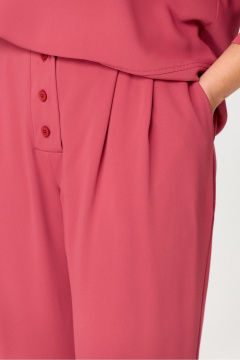 Красный комплект блузы и брюк из текстиля для ежедневных образов DaLi 3689.2 коралл - фото 4