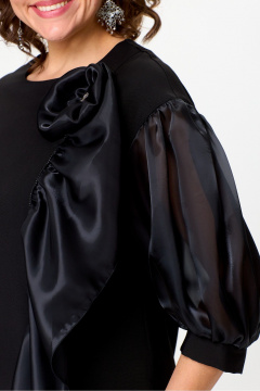 Черный нарядный костюм из текстиля с удлиненными брюкcombined DaLi 7015.2 чёрный - фото 5