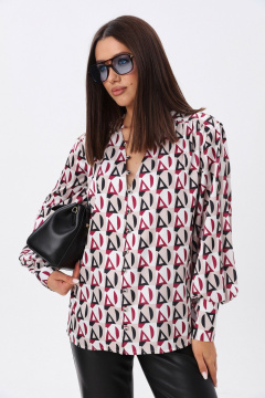 Модная блуза из ткани с геометрическим принтом и V-вырезом LM ВИ1621 геометрия - фото 2