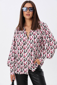 Модная блуза из ткани с геометрическим принтом и V-вырезом LM ВИ1621 геометрия - фото 1