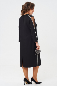 Круглогодичное нарядное платье из текстиля с сетчатыми вставками Aira Style 24412 черный - фото 2