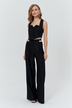 Круглый укороченный жилет с фигурной линией низа для повседневных образов COCKTAIL M105-1 черный - фото 1