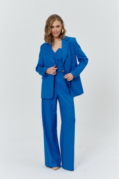 Круглос着ный укороченный жилет с рельефами для стильных повседневных образов COCKTAIL M105-2 синий - фото 4