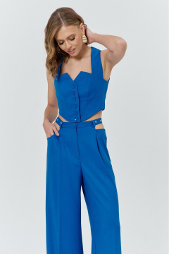 Круглос着ный укороченный жилет с рельефами для стильных повседневных образов COCKTAIL M105-2 синий - фото 3